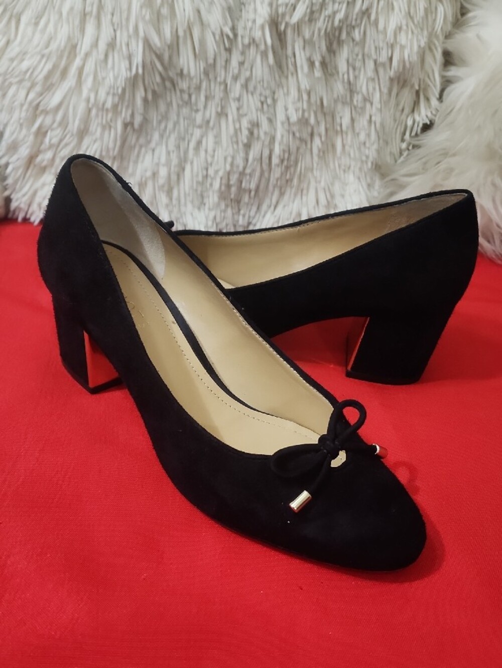 Talbots Black Suede Bow Block Heels